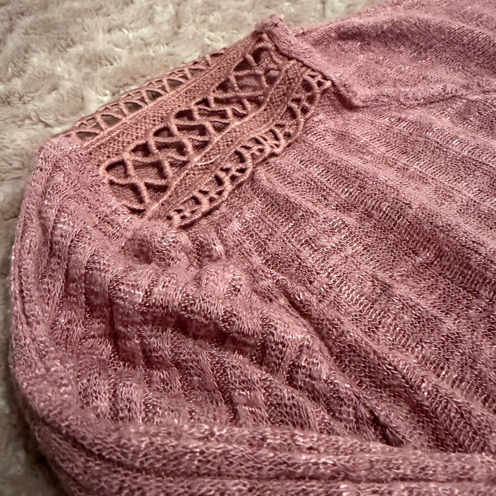 Alya Trendy Oversized Pink Knit Long Sleeve Top